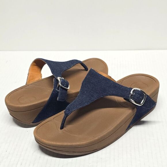 NOT FOR SALE FitFlop The Skinny Denim Toe-Post Thong Sandals in Blue Size 7 - Picture 2 of 8